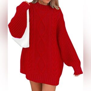 Amazon Red Cable Knit Sweater Dress
NWT